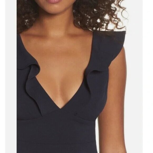 Lulus Perfect Opportunity Plunge Neckline Fall‎ Chic Navy Blue Maxi Dress - Picture 3 of 10